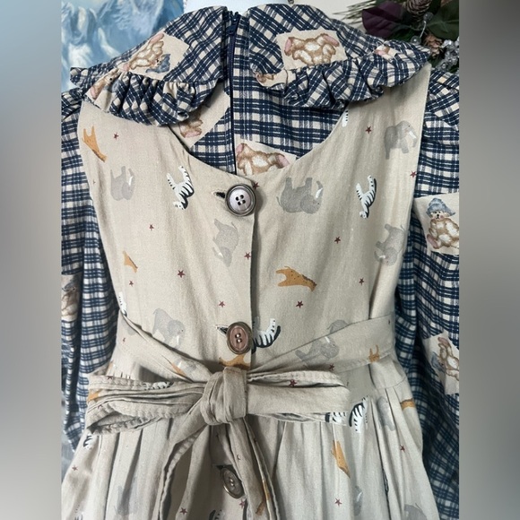 Original Daisy Kingdom Noah’s Ark Animal Crackers 2- Pc Pinafore Apron Dress‼️ - Picture 6 of 11